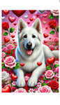 German Shepherd White - Best of Breed DCR Valentines Day Outdoor House and Garden Flag