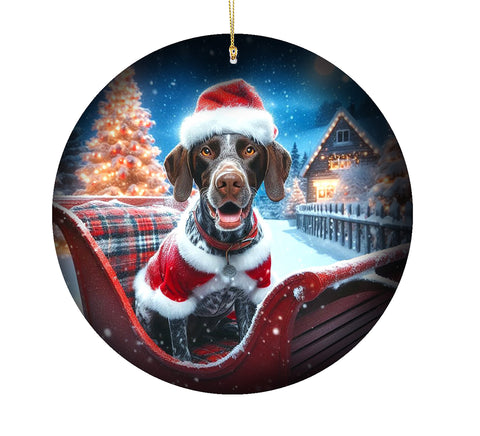 German Shorthair Pointer - Best of Breed DCR Christmas Tree Porcelain Ornament Double Sided