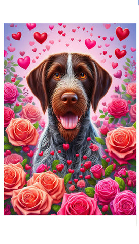 German Wirehaired Pointer - Best of Breed DCR Valentines Day Outdoor House and Garden Flag