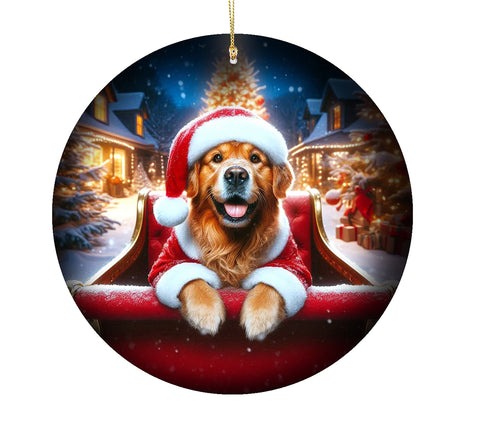 Golden Retriever Red -  Best of Breed DCR Christmas Tree Porcelain Ornament Double Sided