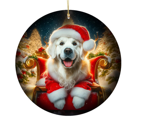 Golden Retriever White -  Best of Breed DCR Christmas Tree Porcelain Ornament Double Sided