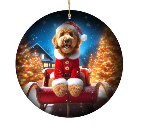 Goldendoodle Apricot -  Best of Breed DCR Christmas Tree Porcelain Ornament Double Sided