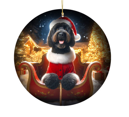 Goldendoodle Black -  Best of Breed DCR Christmas Tree Porcelain Ornament Double Sided