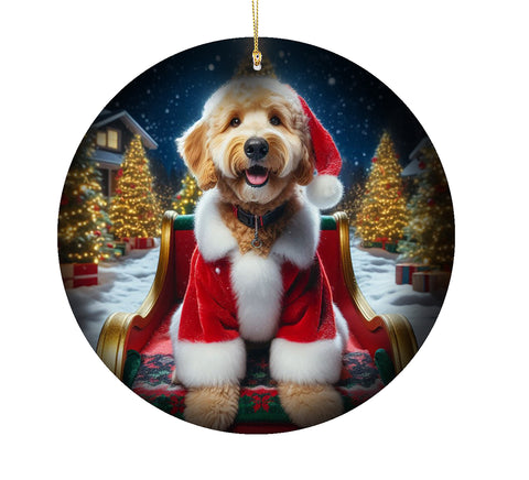Goldendoodle Blonde -  Best of Breed DCR Christmas Tree Porcelain Ornament Double Sided