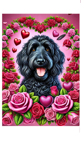 Goldendoodle Black - Best of Breed DCR Valentines Day Outdoor House and Garden Flag