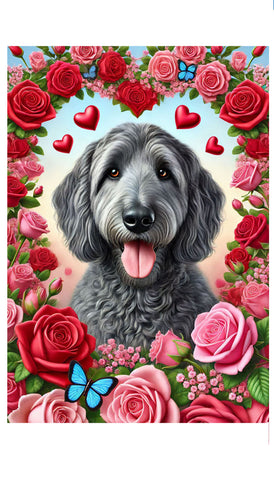 Goldendoodle Grey - Best of Breed DCR Valentines Day Outdoor House and Garden Flag