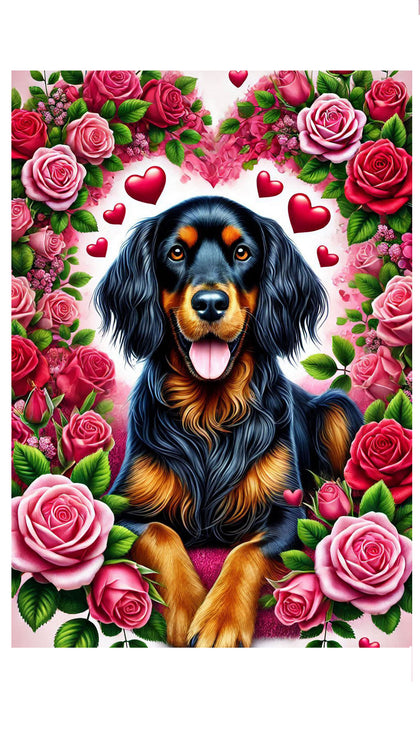 Gordon Setter - Best of Breed DCR Valentines Day Outdoor House and Garden Flag