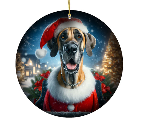 Great Dane Fawn -  Best of Breed DCR Christmas Tree Porcelain Ornament Double Sided
