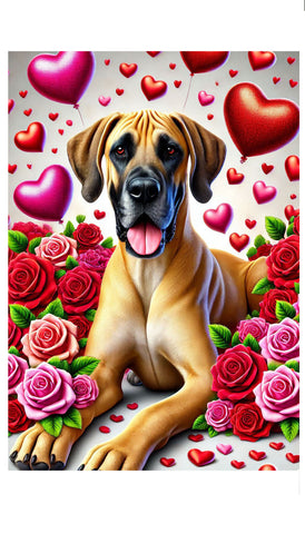 Great Dane Fawn Uncropped - Best of Breed DCR Valentines Day Outdoor House and Garden Flag