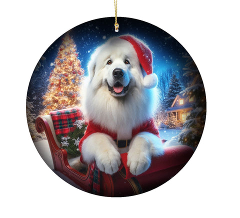 Great Pyrenees  - Best of Breed DCR Christmas Tree Porcelain Ornament Double Sided