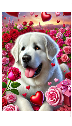 Great Pyrenees - Best of Breed DCR Valentines Day Outdoor House and Garden Flag