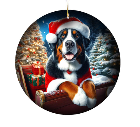 Greater Swiss Mountain Dog - Best of Breed DCR Christmas Tree Porcelain Ornament Double Sided