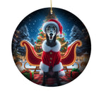 Greyhound Black -  Best of Breed DCR Christmas Tree Porcelain Ornament Double Sided