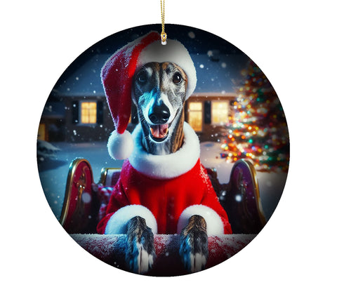 Greyhound Brindle -  Best of Breed DCR Christmas Tree Porcelain Ornament Double Sided