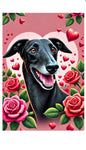 Greyhound Black - Best of Breed DCR Valentines Day Outdoor House and Garden Flag