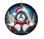 Havanese Black and White  -  Best of Breed DCR Christmas Tree Porcelain Ornament Double Sided