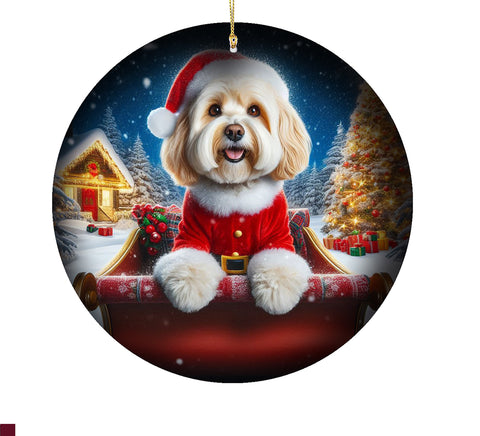 Havanese Cream -  Best of Breed DCR Christmas Tree Porcelain Ornament Double Sided