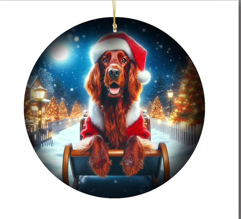 Irish  Setter -  Best of Breed DCR Christmas Tree Porcelain Ornament Double Sided