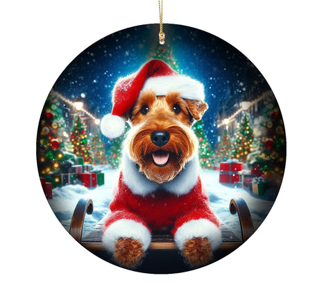 Irish Terrier -  Best of Breed DCR Christmas Tree Porcelain Ornament Double Sided