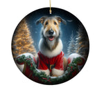 Irish Wolfhound Fawn -  Best of Breed DCR Christmas Tree Porcelain Ornament Double Sided