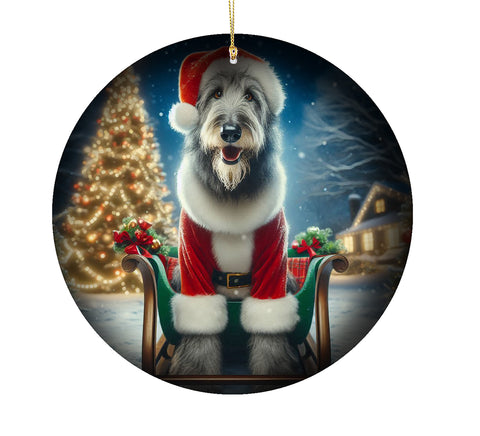 Irish Wolfhound Grey -  Best of Breed DCR Christmas Tree Porcelain Ornament Double Sided