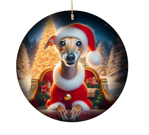 Italian Greyhound Fawn -  Best of Breed DCR Christmas Tree Porcelain Ornament Double Sided