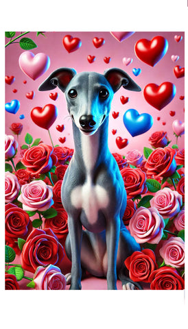 Italian Greyhound Blue -  Best of Breed DCR Valentines Day Outdoor House and Garden Flag