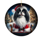 Japanese Chin Black and White  -   Best of Breed DCR Christmas Tree Porcelain Ornament Double Sided