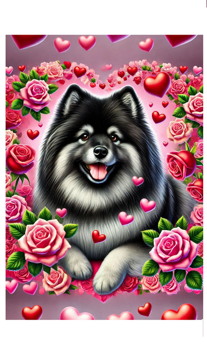 Keeshond -  Best of Breed DCR Valentines Day Outdoor House and Garden Flag