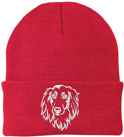 Dachshund Longhaired - Embroidered Knit Hats