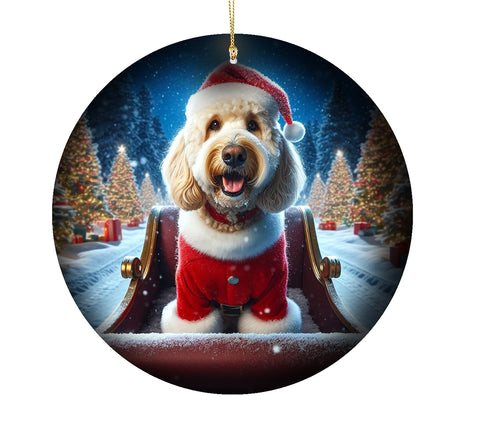 Labradoodle Blonde -  Best of Breed DCR Christmas Tree Porcelain Ornament Double Sided