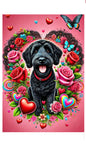 Labradoodle Black -  Best of Breed DCR Valentines Day Outdoor House and Garden Flag