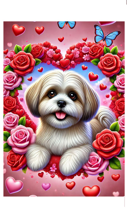 Lhasa Apso  -  Best of Breed DCR Valentines Day Outdoor House and Garden Flag