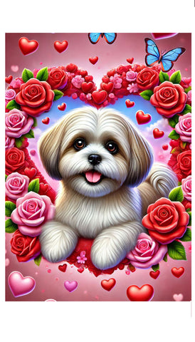 Lhasa Apso  -  Best of Breed DCR Valentines Day Outdoor House and Garden Flag