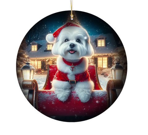 Maltese -  Best of Breed DCR Christmas Tree Porcelain Ornament Double Sided