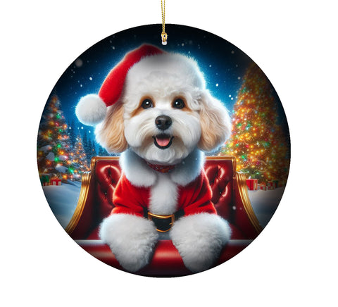 Maltipoo - Best of Breed DCR Christmas Tree Porcelain Ornament Double Sided
