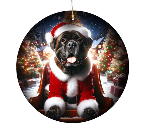 Mastiff Brindle - Best of Breed DCR Christmas Tree Porcelain Ornament Double Sided