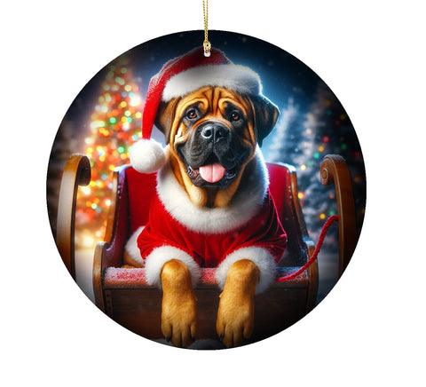 Mastiff Fawn - Best of Breed DCR Christmas Tree Porcelain Ornament Double Sided