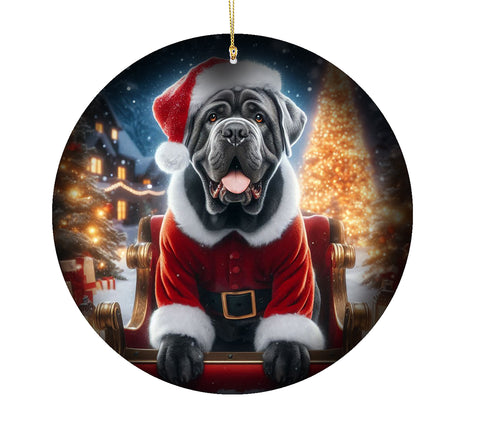 Mastiff Grey - Best of Breed DCR Christmas Tree Porcelain Ornament Double Sided