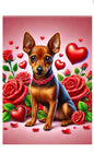 Miniature Pinscher Red Uncropped - Best of Breed DCR Valentines Day Outdoor House and Garden Flag