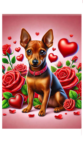 Miniature Pinscher Red Uncropped - Best of Breed DCR Valentines Day Outdoor House and Garden Flag