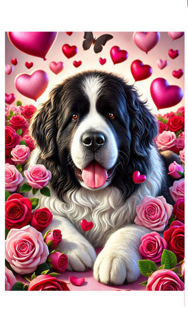 Newfoundland Landseer - Best of Breed DCR Valentines Day Outdoor House and Garden Flag