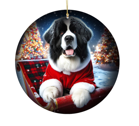 Newfoundland Landseer - Best of Breed DCR Christmas Tree Porcelain Ornament Double Sided