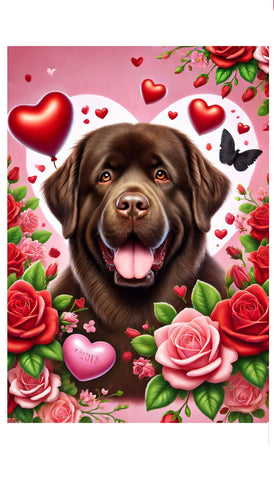 Newfoundland Chocolate - Best of Breed DCR Valentines Day Outdoor House and Garden Flag