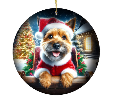 Norwich Terrier -  Best of Breed DCR Christmas Tree Porcelain Ornament Double Sided