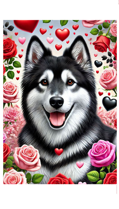 Norwegian Elkhound - Best of Breed DCR Valentines Day Outdoor House and Garden Flag