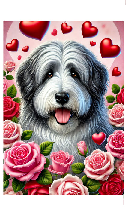 Old English Sheepdog - Best of Breed DCR Valentines Day Outdoor House and Garden Flag