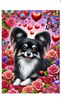 Papillon Black and White - Best of Breed DCR Valentines Day Outdoor House and Garden Flag