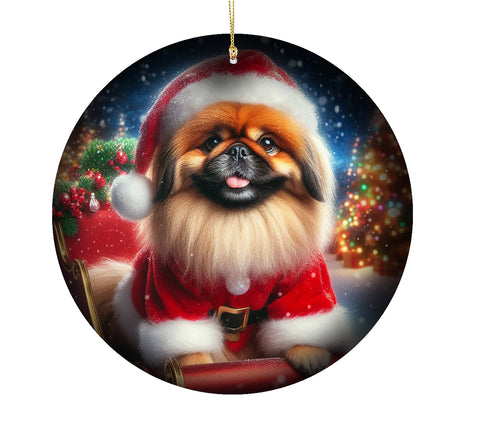 Pekingese -  Best of Breed DCR Christmas Tree Porcelain Ornament Double Sided