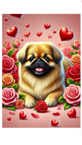 Pekingese - Best of Breed DCR Valentines Day Outdoor House and Garden Flag